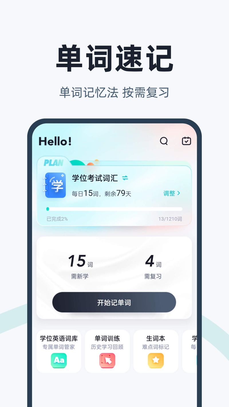 学位英语聚题库手机软件app截图